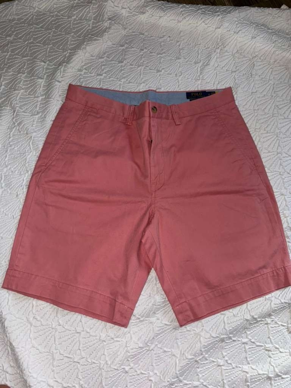 Polo by Ralph Lauren Men's Coral Pink Flat Front Cotton Shorts
